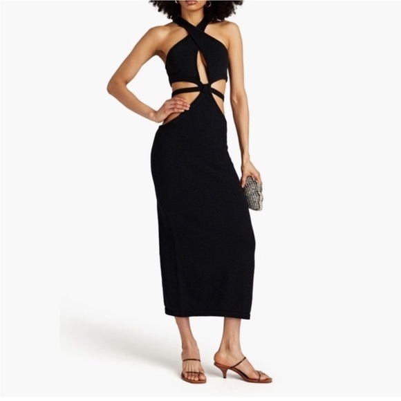 CULT GAIA Aziza Knit Cut Out Halter Dress NWT in Black - Picture 2 of 10